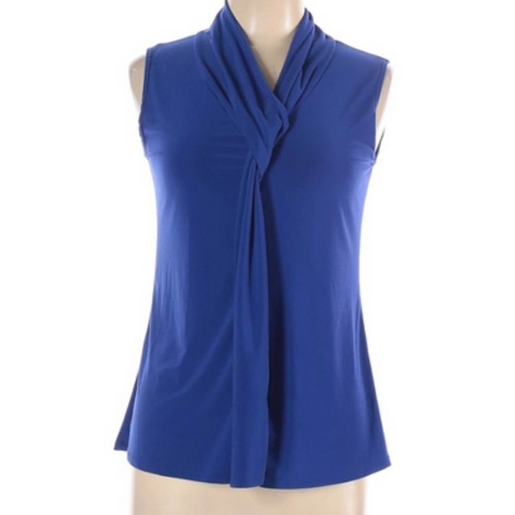 JM Collection Tops - J.M. Fleurette Sleeveless Twist Front Blouse